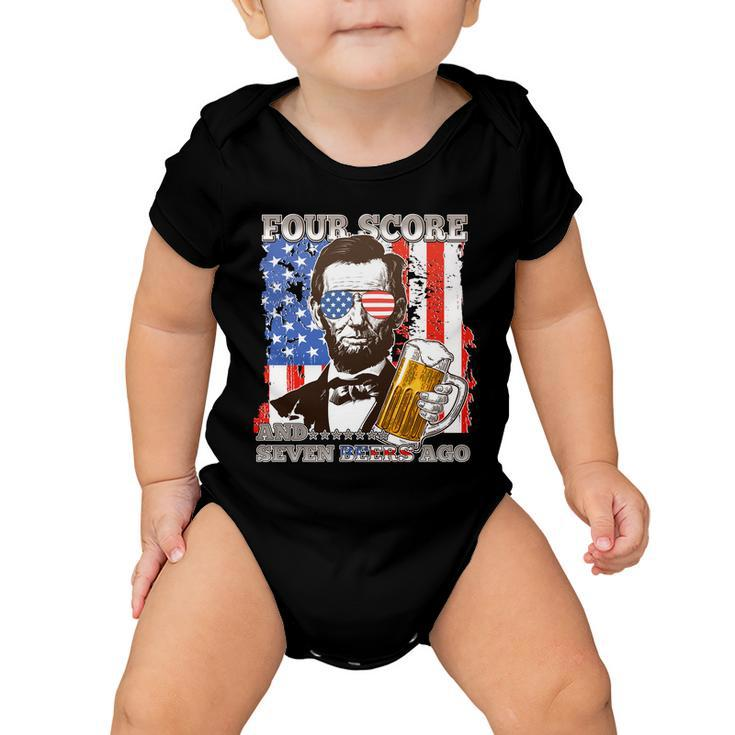 Funny Four Score And Seven Beers Ago Abe Lincoln Baby Onesie