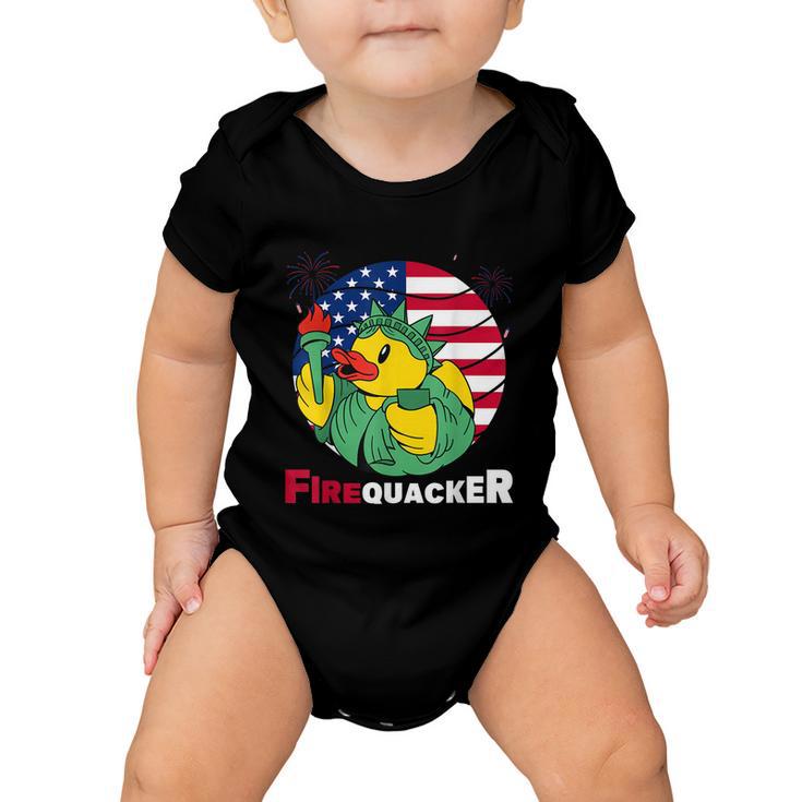 Funny Fourth Of July Usa Patriotic Firecracker Rubber Duck Funny Gift Baby Onesie