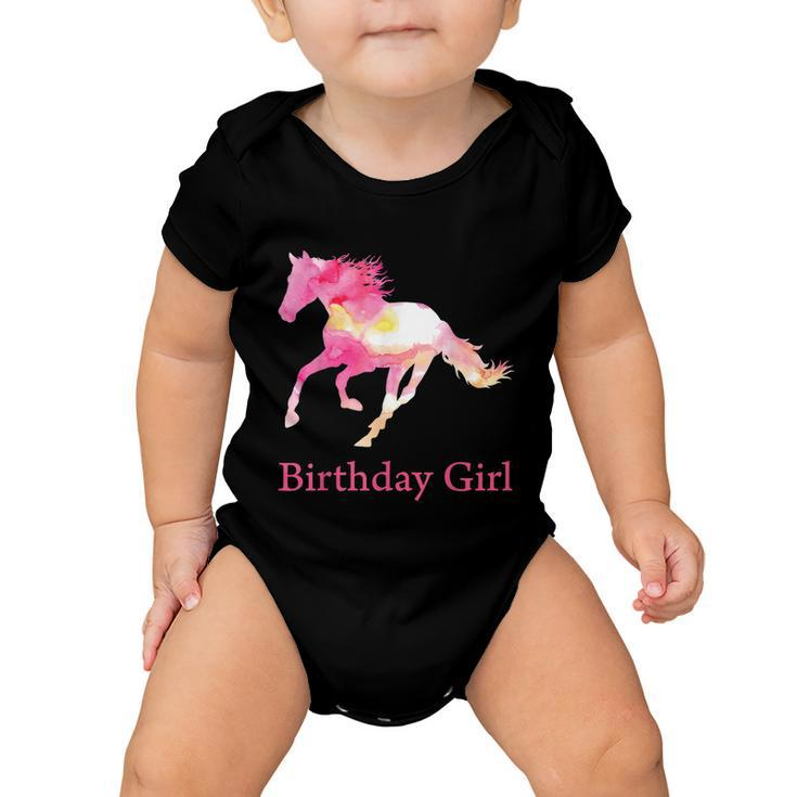 Funny Gift For Girls Kids Birthday Pink Watercolor Horse Gift Baby Onesie