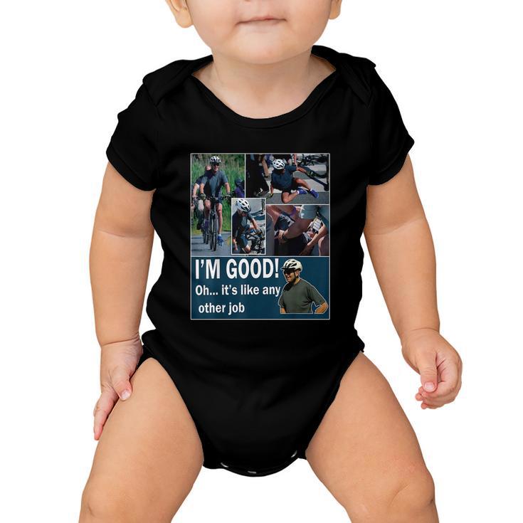 Funny Joe Biden Falling Off Bicycle Bike Meme Baby Onesie