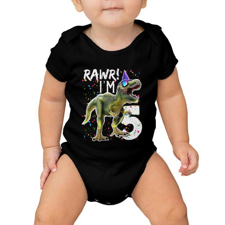 Funny Kids Rawr Im 5 5Th Birthday Party Gift T Rex Dinosaur Gift For Boys Gift Tshirt Baby Onesie