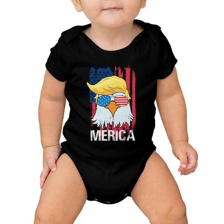 Funny Merica Trump Bald Eagle 4Th Of July Us Flag Men Women Baby Onesie