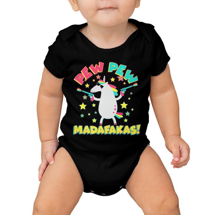 Funny Pew Pew Madafakas Unicorn Baby Onesie