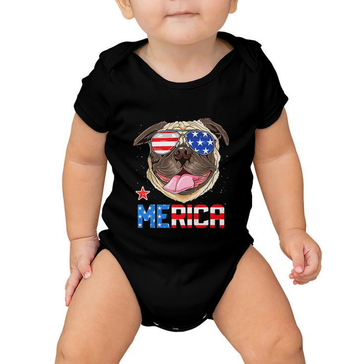 Funny Pug 4Th Of July Merica American Flag Baby Onesie