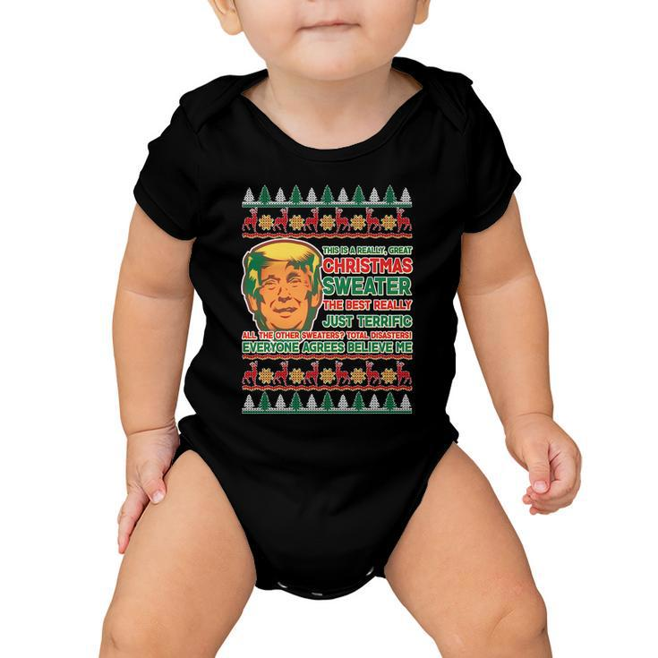 Funny Trump Ugly Christmas Sweater Baby Onesie