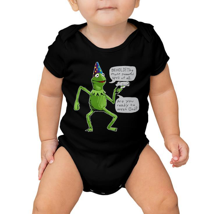Funny Wizard Kermit Meme Baby Onesie