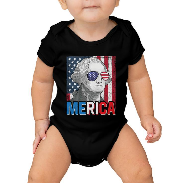 George Washington 4Th Of July Merica Men Women American Flag Baby Onesie