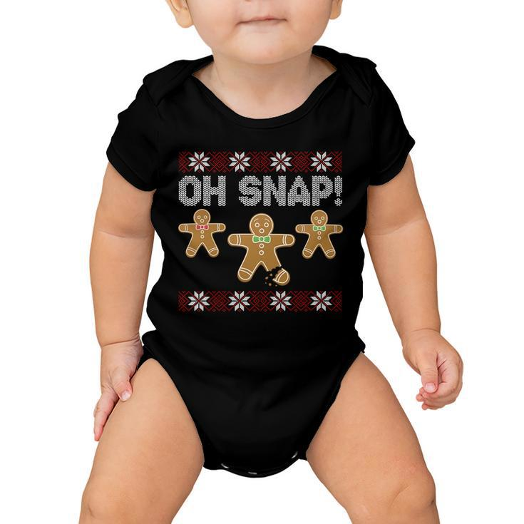 Gingerbread Oh Snap Ugly Christmas Sweater Baby Onesie