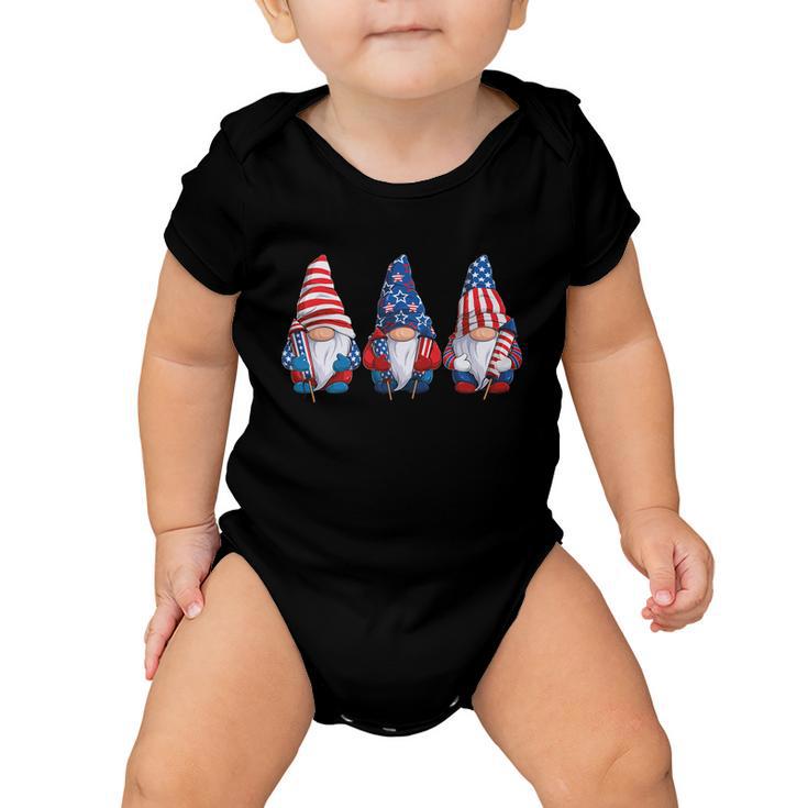 Gnomes Patriotic American Flag Cute Gnomes 4Th Of July Gift Baby Onesie