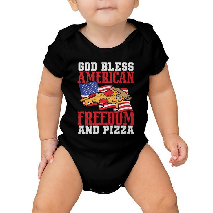God Bless American Freedom And Pizza Plus Size Shirt For Men Women And Family Baby Onesie
