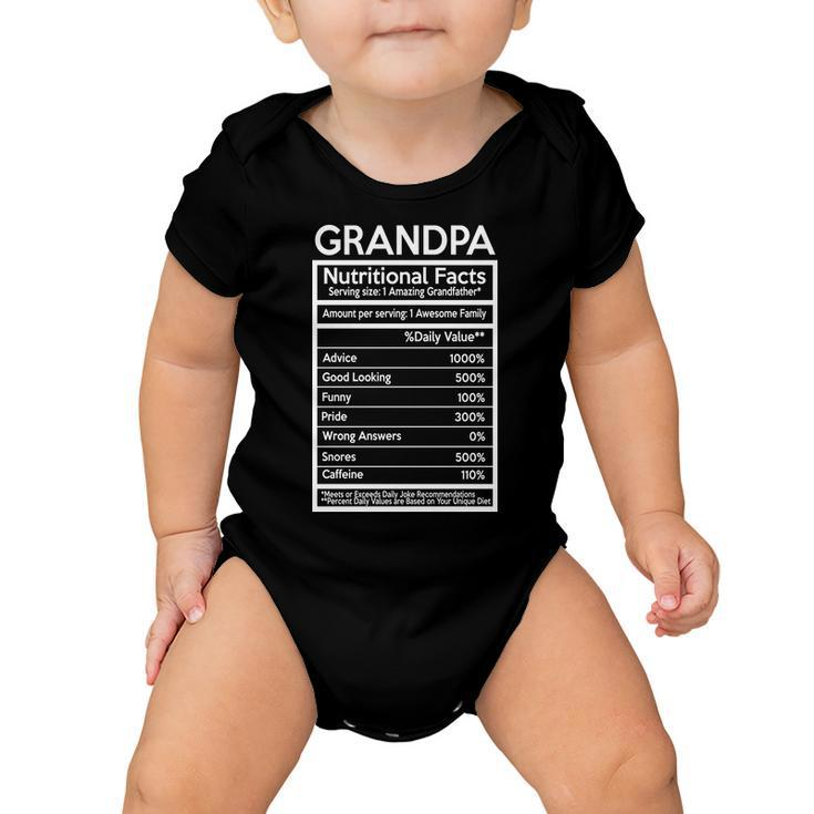 Grandpa Nutritional Facts Baby Onesie