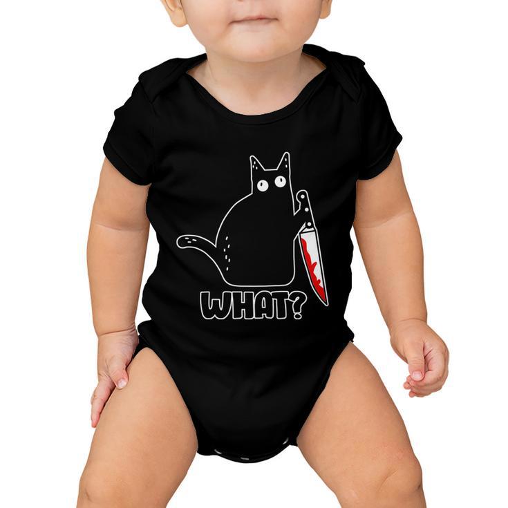 Halloween Cat What Bloody Knife Baby Onesie