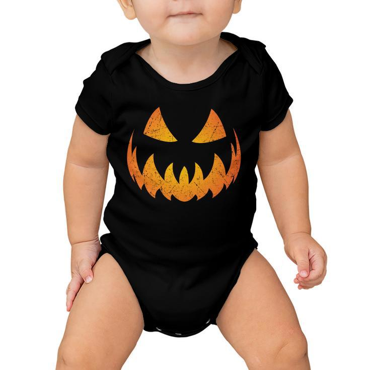 Halloween Pumpkin Jack Olantern Face Baby Onesie
