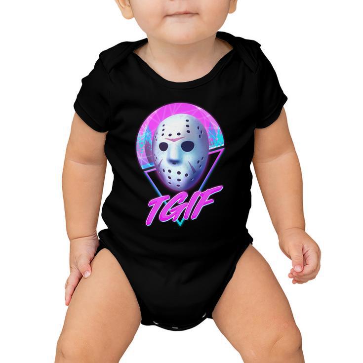 Halloween Retro 80S Tgif Jason Mask Tshirt Baby Onesie