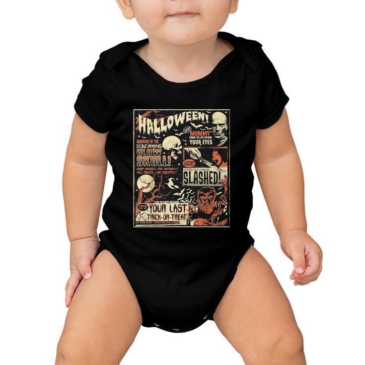 Halloween Vintage Poster Horror Movies Comic Baby Onesie