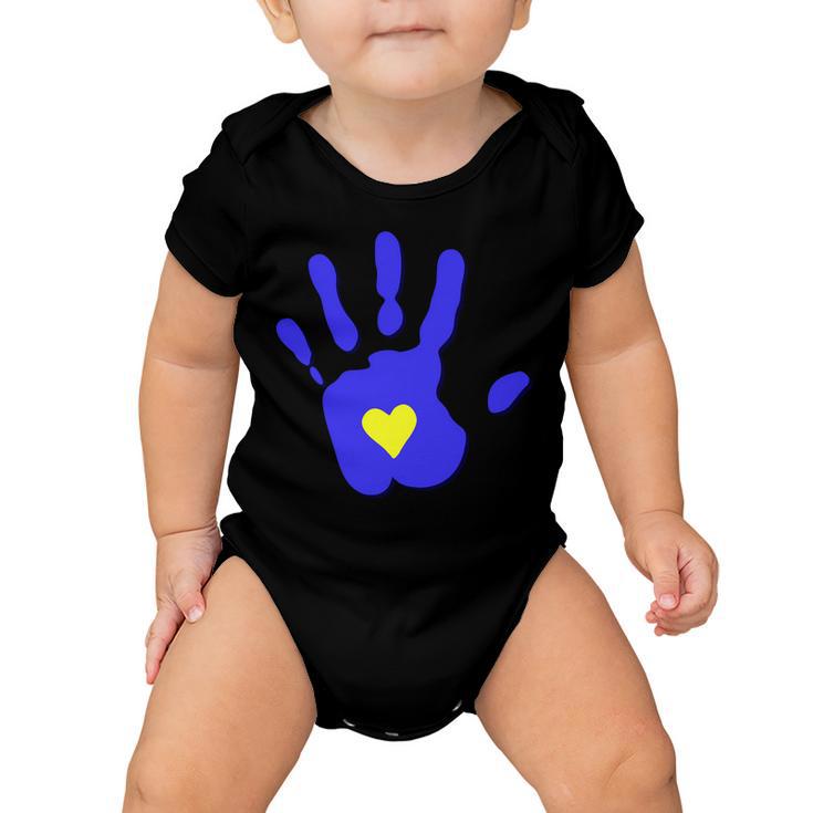 Hand Heart Down Syndrome Awareness Baby Onesie