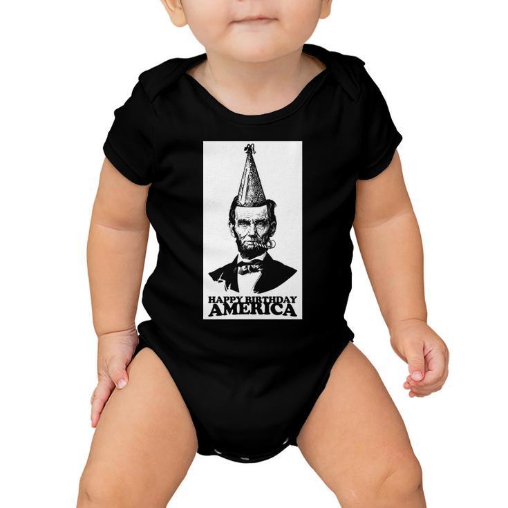 Happy Birthday America Abe Lincoln Baby Onesie