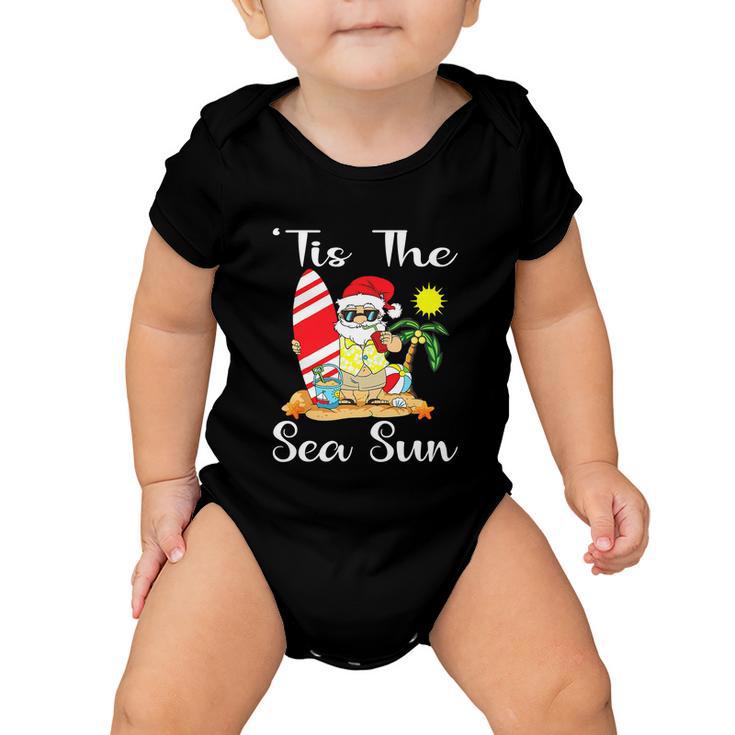 Happy Christmas In July Santa Surfing Lake Party Baby Onesie