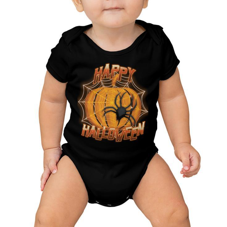 Happy Halloween Spiderweb Pumpkin Baby Onesie