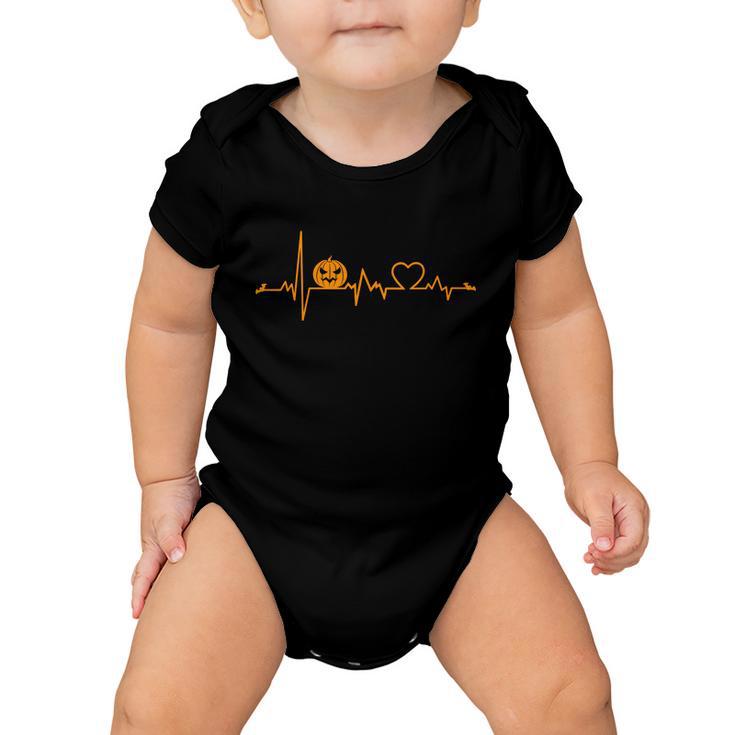 Heartbeat Pumpkin Halloween Quote Baby Onesie