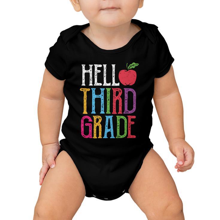 Hello 3Rd Grade Red Apple Back To School First Day Of School Baby Onesie