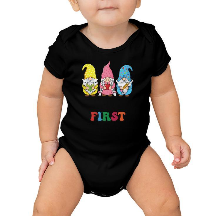 Hello First Grade School Gnome Teacher Students Graphic Plus Size Premium Shirt Baby Onesie