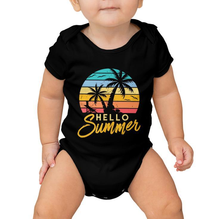 Hello Summer Retro Beach Vacation Baby Onesie