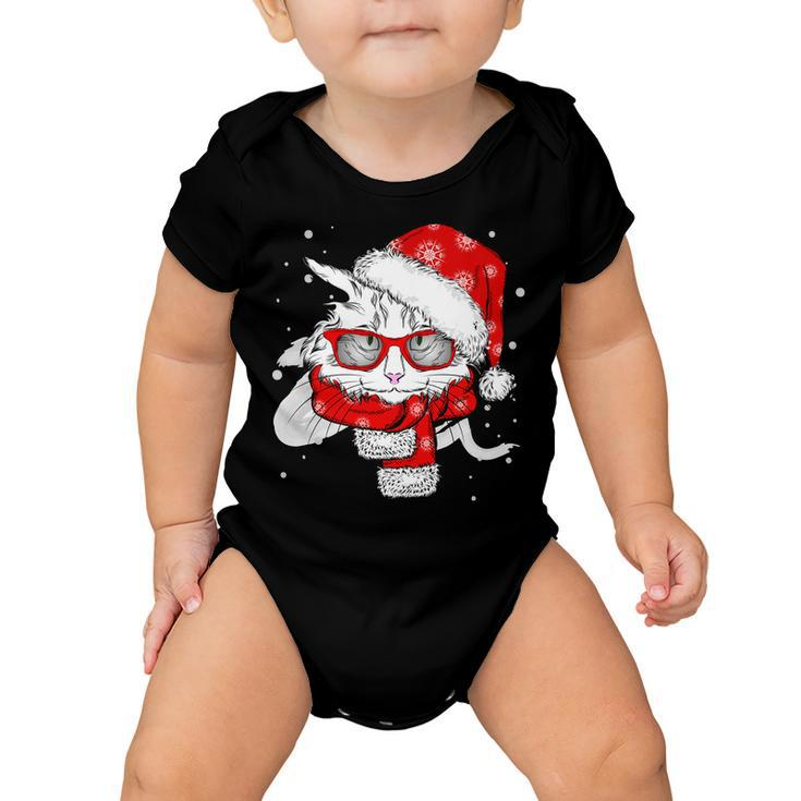 Hipster Christmas Cat Baby Onesie