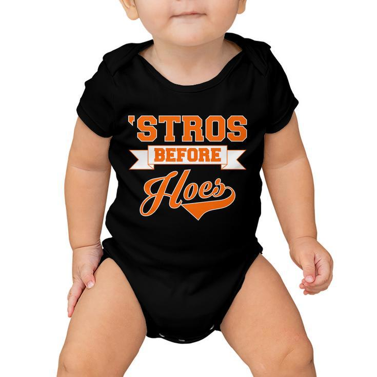 Houston Stros Before Hoes Baseball Script Tshirt Baby Onesie