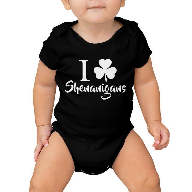 I Clover Shenanigans Irish Shamrock Tshirt Baby Onesie