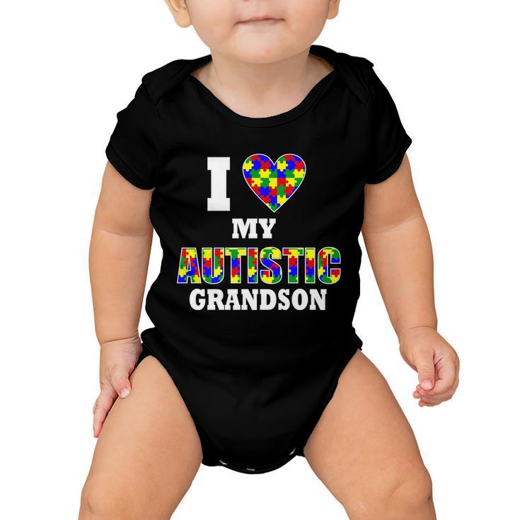 I Love My Autistic Grandson Autism Tshirt Baby Onesie