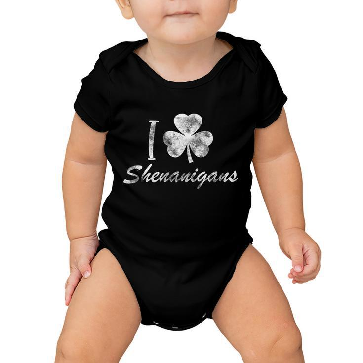 I Love Shenanigans Vintage St Patricks Day Tshirt Baby Onesie