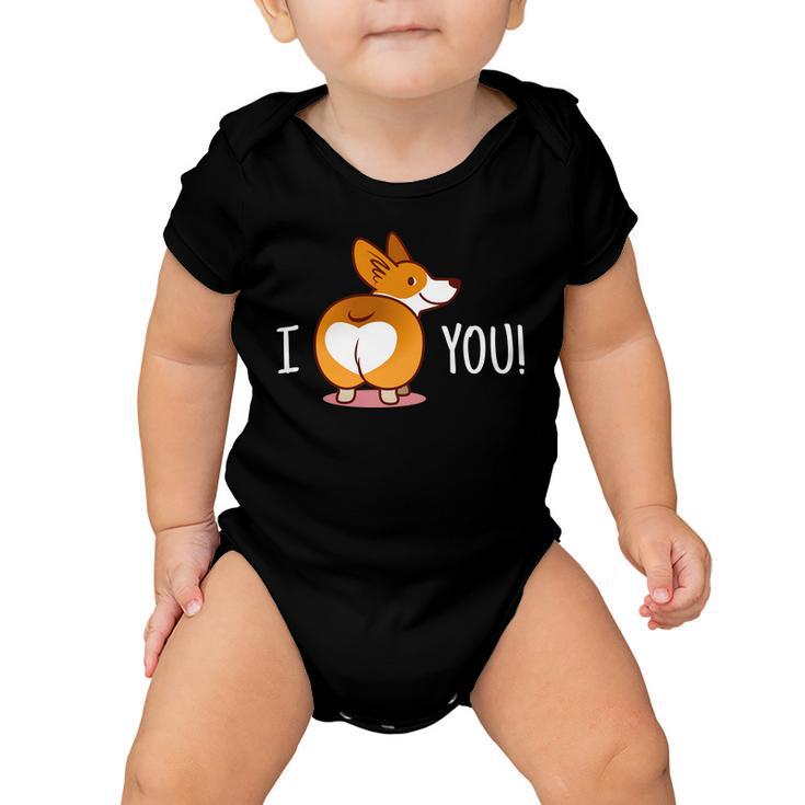 I Love You Corgi Butt Heart Baby Onesie