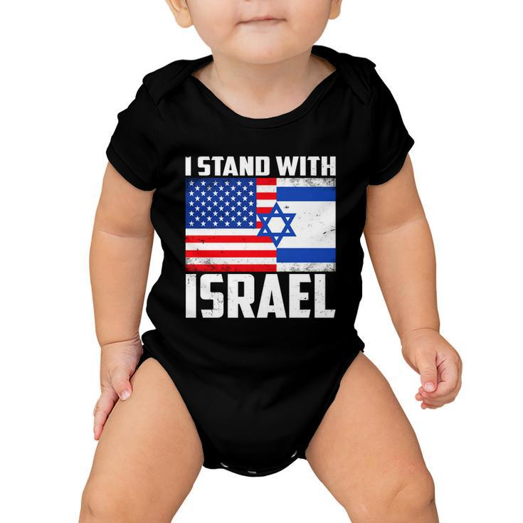 I Stand With Israel Us Flags United Distressed Baby Onesie