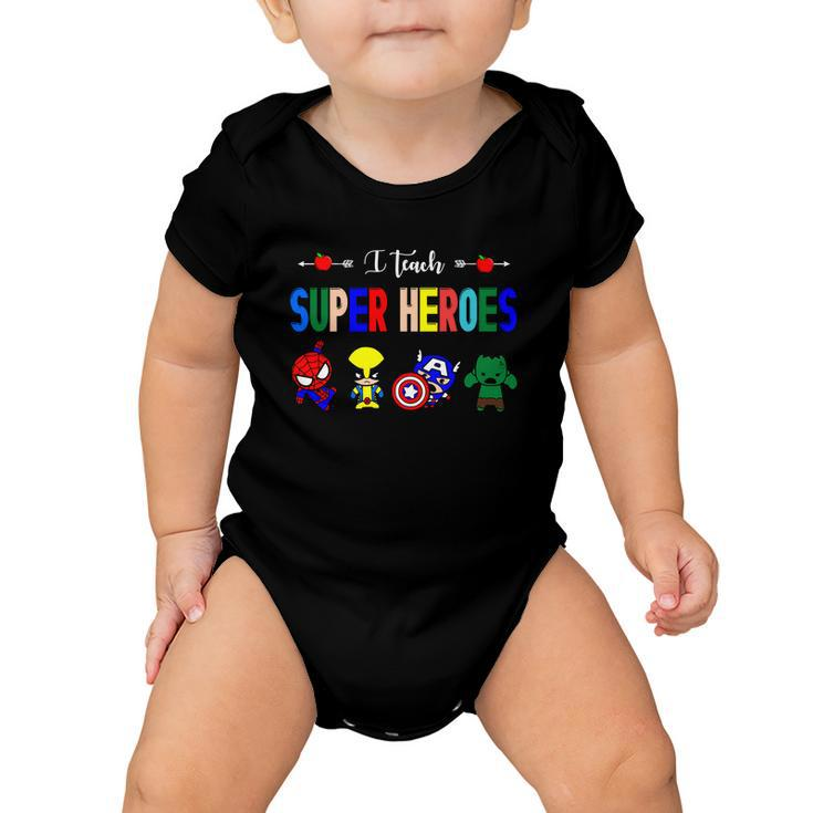 I Teacher Super Heroes Cute Superhero Characters Tshirt Baby Onesie