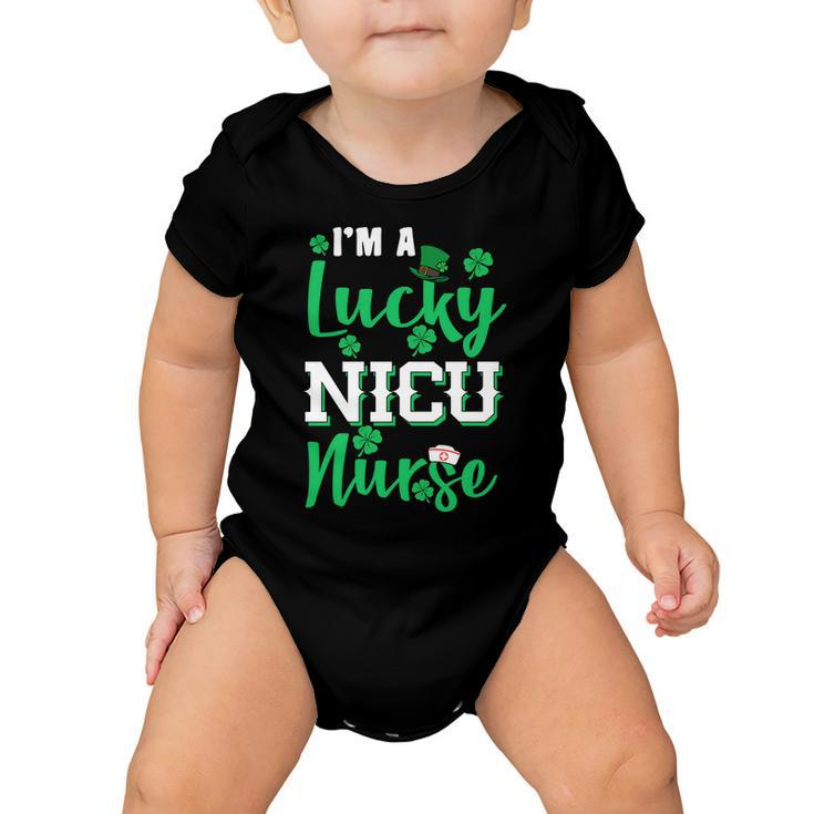 Im A Lucky Nicu Nurse St Patricks Day Graphic Design Printed Casual Daily Basic Baby Onesie