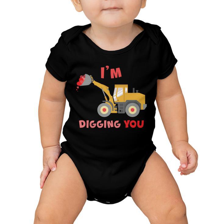 Im Digging You Tractor Valentines Day Baby Onesie