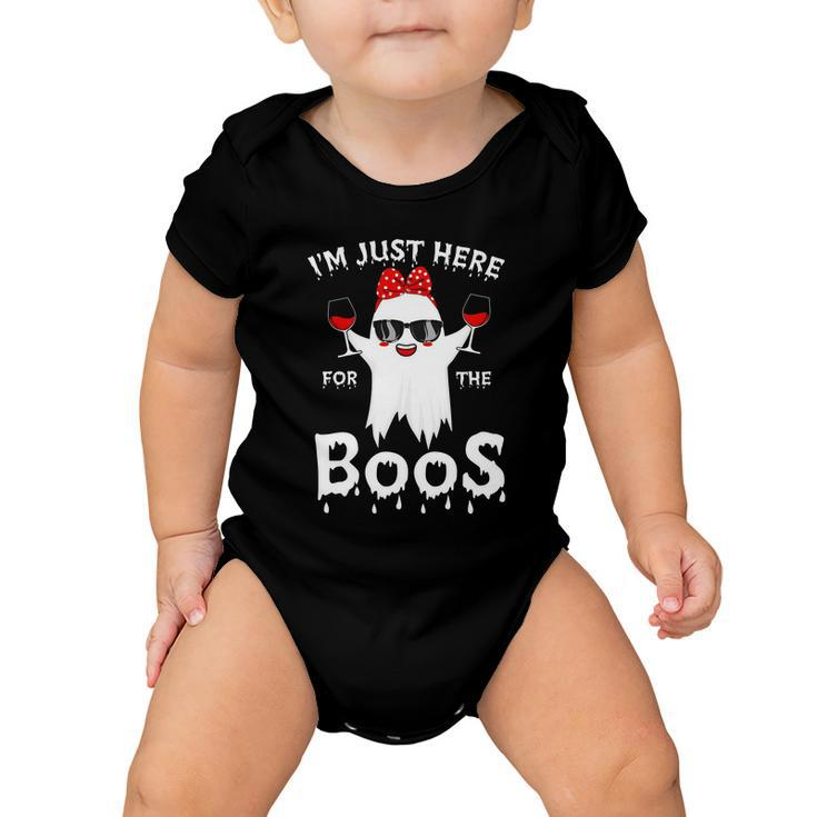 Im Just Here For The Boos Ghost Boo Halloween Quote Baby Onesie