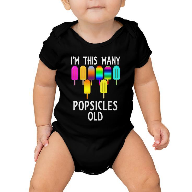 Im This Many Popsicles Old Funny 8Th Birthday Popsicle Gift Baby Onesie