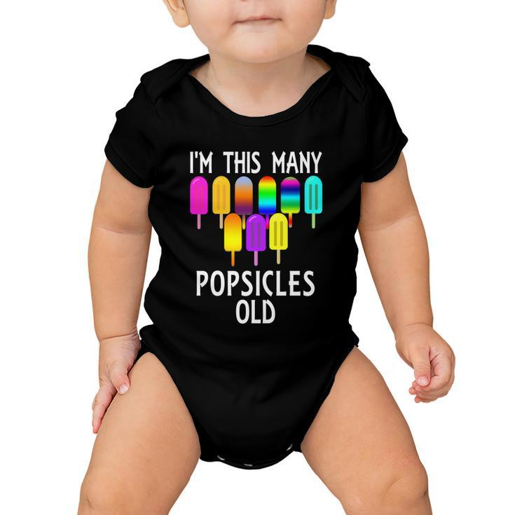 Im This Many Popsicles Old Funny 9Th Birthday Popsicle Meaningful Gift Baby Onesie