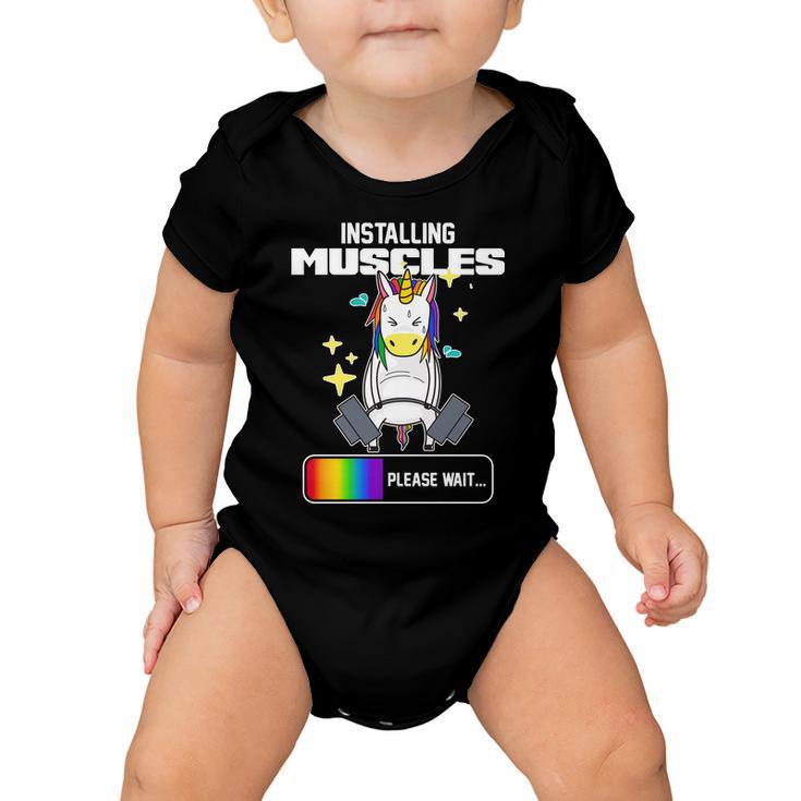 Installing Muscles Unicorn Lifting Baby Onesie