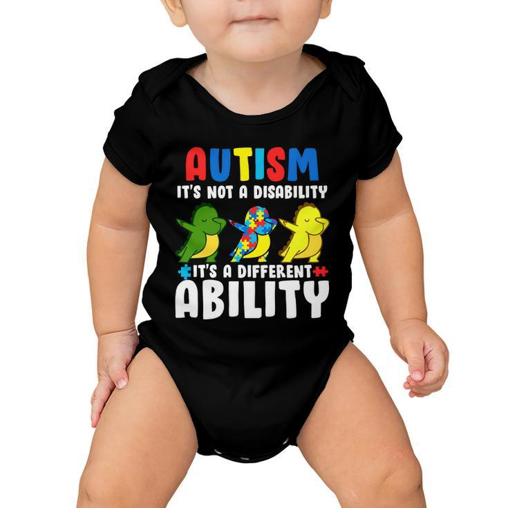 Its Not A Disability Ability Autism Dinosaur Dabbing Tshirt Baby Onesie