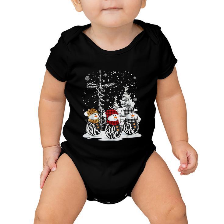 Jesus Faith Hope Love Snowman Funny Xmas For Christian Baby Onesie