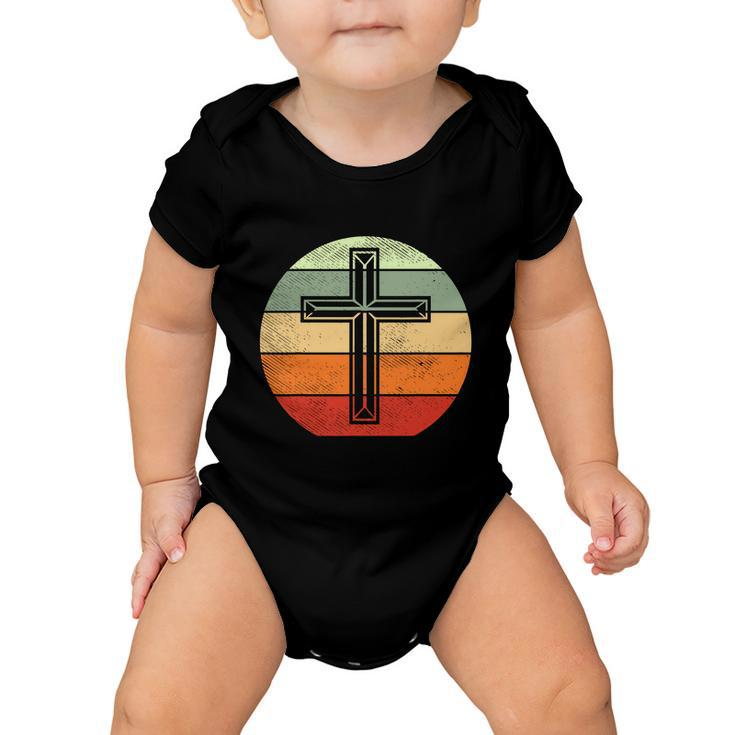 Jesus Retro Cross Christ God Faith Religious Funny Christian Baby Onesie