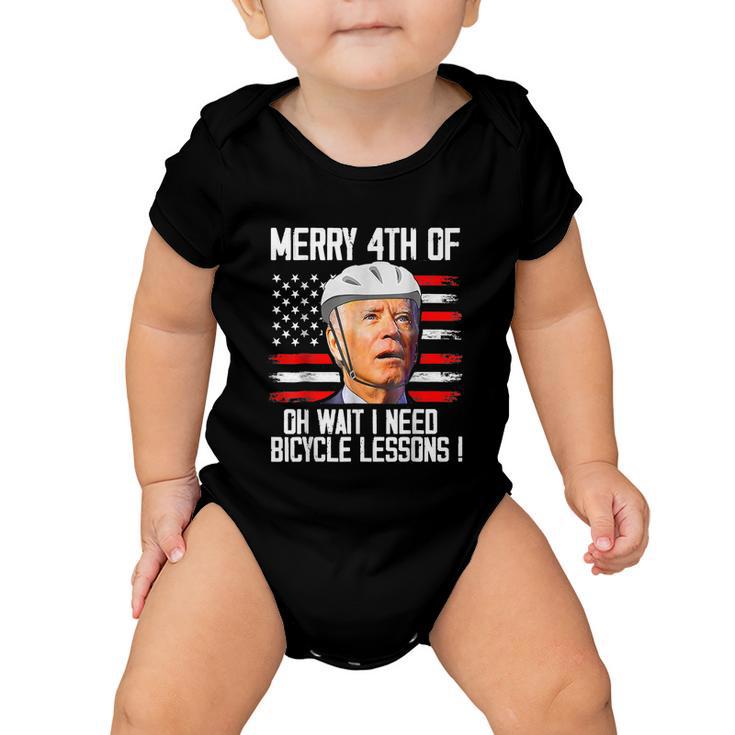 Joe Biden Falling Off Bike Funny Joe Biden Falls Off Bike Bicycle 4Th Of July Baby Onesie