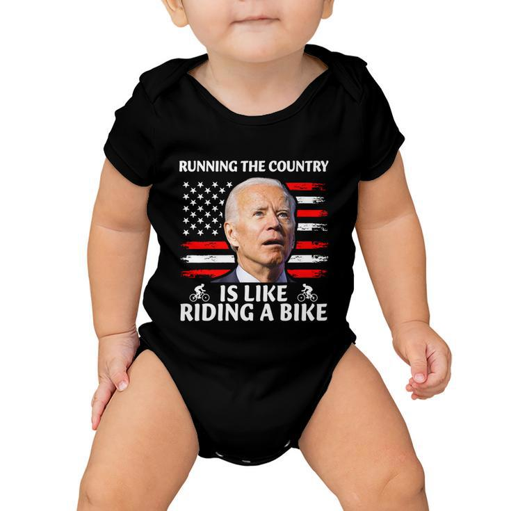 Joe Biden Falling Off Bike Running The Country Is Like Riding A Bike V3 Baby Onesie