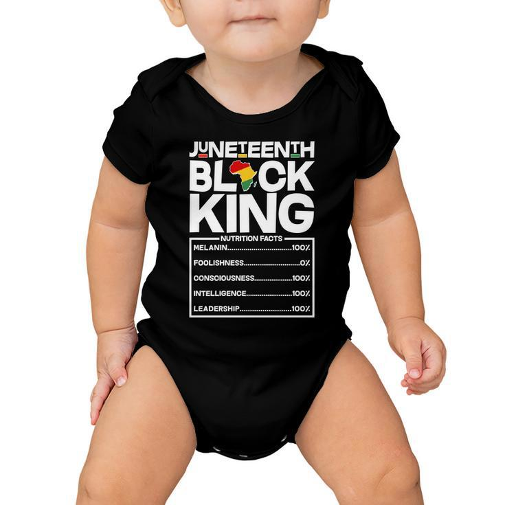 Juneteenth Black King Nutrition Facts Tshirt Baby Onesie