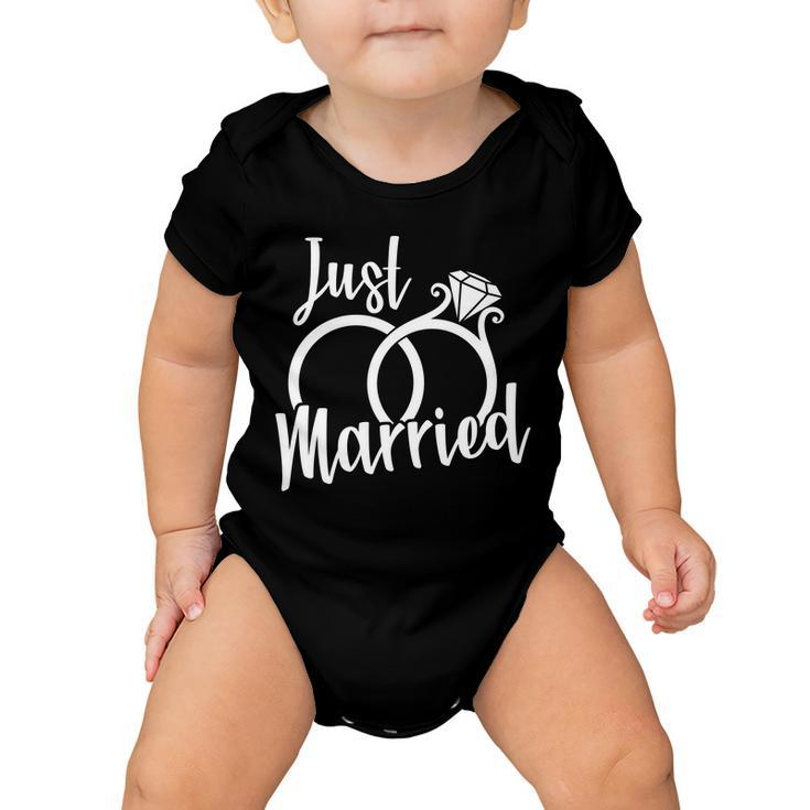 Just Married Ring Logo Baby Onesie