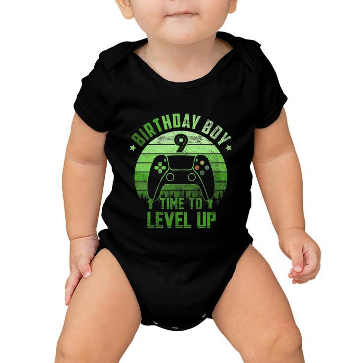 Kids 9Th Birthday Boy Time To Level Up 9 Years Old Boys Cool Gift Baby Onesie
