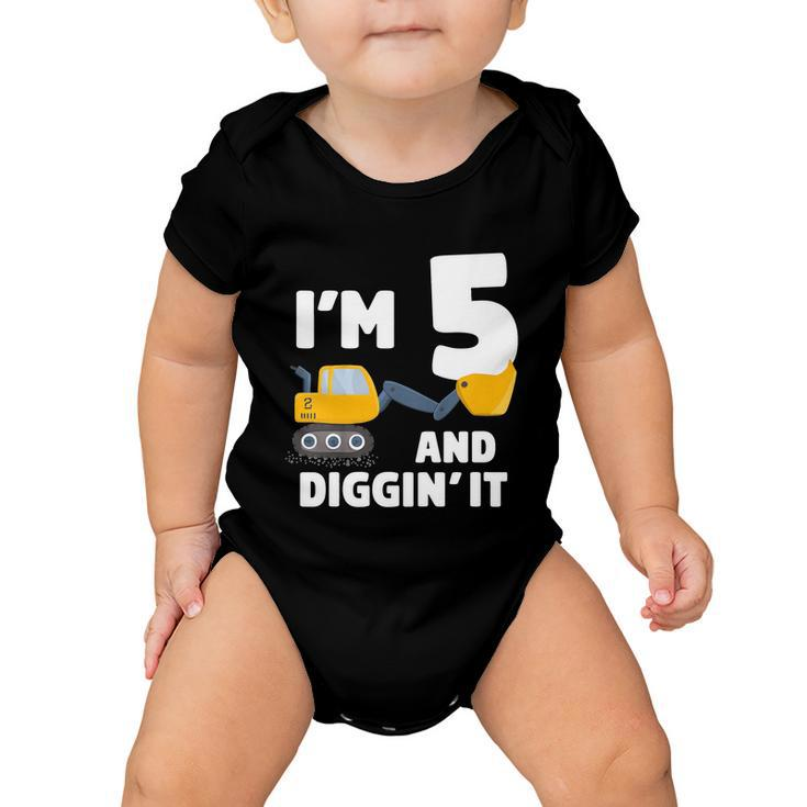 Kids Construction Truck 5Th Birthday Boy 5 Year Old Meaningful Gift Baby Onesie